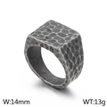 Men's square signet ring in hammered stainless steel with vintage textured finish - US 7 / Boiled Black (KR105958-KJX)