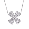 Silver cursive letter X necklace with pavé cubic zirconia on a delicate chain - Letter X / Silver