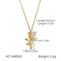 Detailed size specifications for a gold rose pendant necklace in stainless steel - Rose Pendant Necklace (HC-N40041)