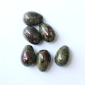 Polished egg-shaped unakite natural stones in green and reddish-brown for Easter decor - Dragon Blood Jasper (1pc)