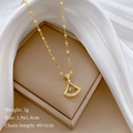 Dettaglio del ciondolo a ventaglio dorato con zircone su seta e dimensioni incluse - Oro (J312 Oro Catena in Acciaio Inossidabile Ciondolo in Rame con Micro-Incastonatura)
