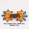 Barrette d'Halloween avec nœud orange sur toile d'araignée noire à paillettes - Style Orange 2
