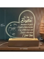 Heart acrylic night light with wooden base and warm LED glow for bedroom decor - To Bestie