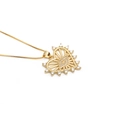 Detailed view of a gold heart pendant with evil eye motif and zircon border - Gold Evil Eye Heart-Box Chain
