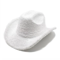 Detalle de la textura de piel de conejo sintética blanca en un sombrero de vaquero - M (56-58cm) / Blanco