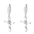 Orecchini a croce in argento con zirconi marquise trasparenti da donna dal design elegante - Argento