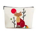 Kosmetiktasche aus Leinen mit süßem Fuchs-Print und schwarzem Reißverschluss-Verschluss - Fuchsdruck-Stil (款式1)