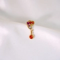 Exquisite gold heart earrings with multi-colored crystals and orange-red pendant - Heart Orange Red Round Zirconia Pendant