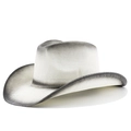 Classic straw cowboy hat with rolled brim and vintage gradient finish for sun protection - M(56-58cm) / White