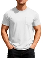 Herren Relaxed Fit Waffelstrick T-Shirt in Weiß mit Rundhalsausschnitt und Tasche - S / Weiß