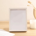 Minimalist white wooden picture frame DIY night light shell kit displayed on a desk - 6 Inch Single Frame (Hollow 3cm) / White