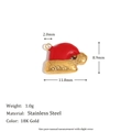 Red 18K gold-plated stainless steel Christmas hat pendant charm for DIY jewelry - Christmas Hat - Gold