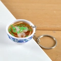 Miniature blue and white porcelain bowl keychain with shrimp noodle soup design - Shrimp Noodles