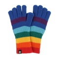 Guantes de punto con rayas de arcoíris y patrones multicolores con puños acanalados - Talla única / Arco iris de dedo azul