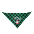 Green plaid Christmas pet bandana with Santa Claus print and Merry Christmas text - Green Santa Claus (Double Layer)
