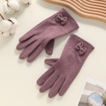 Gants d'hiver violets en laine de lapin pour femmes avec nœud et écran tactile - Papillon à Chevrons - Poil de Lapin Violet