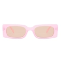 Chic translucent pink square frame sunglasses with orange tinted lenses for women - Jelly Pink Light Tea Lens
