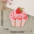 Pink strawberry cupcake cartoon embroidery patch for DIY clothing decoration - Pink Strawberry Cake (Self-adhesive)