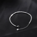 Silver stainless steel infinity link bracelet with clear cubic zirconia on black silk - Silver Infinity