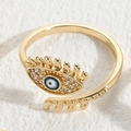 Verstellbarer goldener Ring mit bösem Auge, blauem Zirkon und funkelnden Wimpern - Obere Und Untere Wimpern Stil (JZ0032)