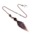 Antique silver resin pendulum with amethyst crystal point and bronze metal chain - Amethyst (Antique Bronze)