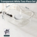 Transparent portable hair washing basin for elderly with grey drainage hose set - Transparent + Silicone Pad