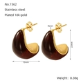 18K goud vergulde roestvrijstalen druppeloorbellen met barnsteenkleurige hars - Amber