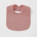 Soft muslin cotton baby bib in dusty rose pink with adjustable snap buttons for infants - Deep Pink