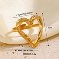 Adjustable golden stainless steel ring with hammered heart design and geometric texture - Golden Heart Ring