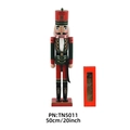 20 Zoll traditioneller Nussknacker Soldat aus Holz in Rot und Grün mit Geschenkbox - Z5011-Soldat mit Trommel und Speer