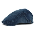 Donkerblauwe denim platte pet met verstelbare gespen en een vintage gewassen textuur - Verstelbaar / Donkerblauwe denim