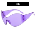 Futuristic purple rimless wrap sunglasses in a translucent butterfly wing style design - Purple