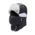 Winter trapper hat for men in dark grey with thick faux fur lining and ear flaps - Adjustable / Gray