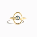 Bague oeil maléfique élégante en argent s925 avec pierres bleues et finition dorée - Taille US 6 / Or