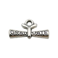 Silver antique-style metal graduate scroll charm for DIY bracelets and necklaces - Graduate Scroll