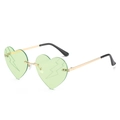 Frameless heart-shaped sunglasses in mint green with lightning pattern and gold metal frame - Gold Frame Green