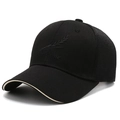 Black mesh baseball cap with Sunshine embroidery and contrast brim detail - Black with Black Embroidery