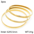 Three-piece stackable 5.5mm golden titanium steel bangles set with polished finish - 3-Ring Gold Polished Bangle Set (KB187138-LO)