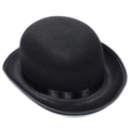 Classic black felt bowler hat with a satin ribbon band for children and stage performances - Bowler Hat / Size Xs - Hat Circumference 52cm - Hat Height 11cm