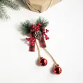 Christmas wall hanging with red berries, pine cones and a black-red plaid ribbon bow - Black/Red Plaid with Pine Cone Red Ball Bow 1pc