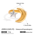 Gold stainless steel star and moon ring, waterproof and hypoallergenic jewelry for women - Star and Moon Open Style - Gold and Silver Color