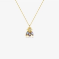 Élégant collier abeille en argent sterling S925 doré avec pierres en zircone colorées - Argent 925 / Or 18K