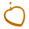 Orange heart-shaped silicone egg mold with a small metal handle on white background - Heart / Orange