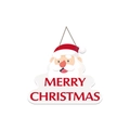 Christmas hanging sign with cartoon Santa Claus and Merry Christmas text for door decor - White Santa Claus Door Hanging