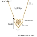 Guía detallada de dimensiones para collar de corazón dorado con perlas de concha y acero - Estilo Doble Corazón Perlas de Concha (P874) / 40+5cm / Dorado