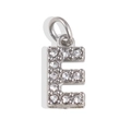 Silver letter E pendant with sparkling rhinestones for DIY necklace and jewelry making - Letter E / Silver