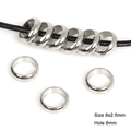 Flat round stainless steel spacer bead in silver for DIY jewelry, size 8x2.5mm - 8x2.5mm (Hole 6mm) 20 Pieces