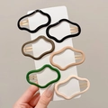 Set of wavy Morandi hair clips in matte black, coffee, green, and pink on a display card - 76# Morandi Glossy Cloud Set of 6