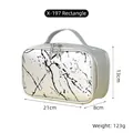 Detail of silver marble makeup bag with reinforced handle and dual zippers 21x8x13cm - X-197 Rectangle Silver