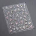 Stickers ongles papillons 3D effet holographique rose avec lignes argentées M-516 - Style Papillon Holographique Aurora (M-516)
